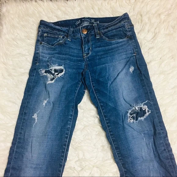 American Eagle Outfitters Skinny Jeans Ripped Size 4 - Picture 4 of 15